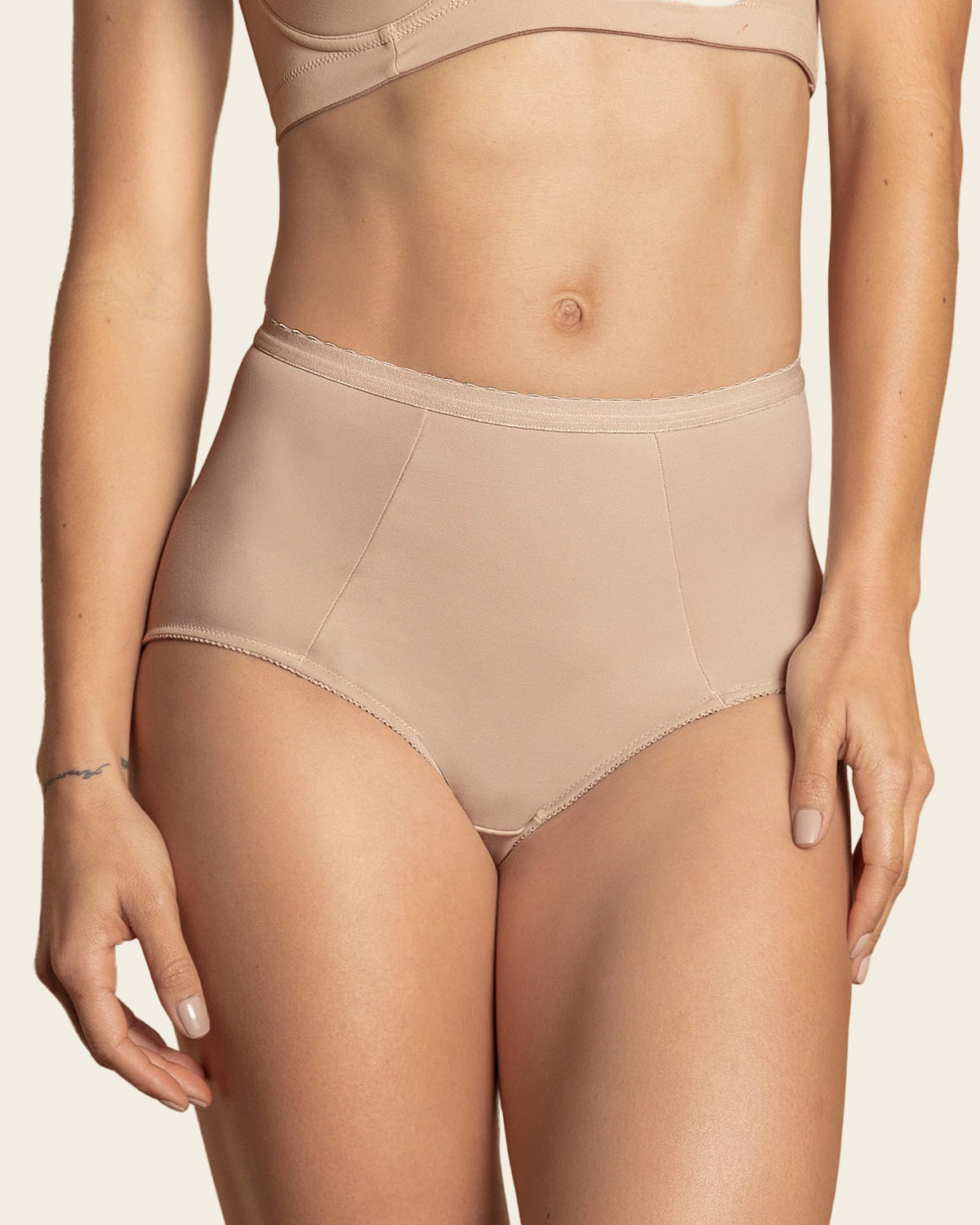 Leonisa High Waisted Coverage Underwear for Women Tummy Control Compression  Beige at  Women's Clothing store