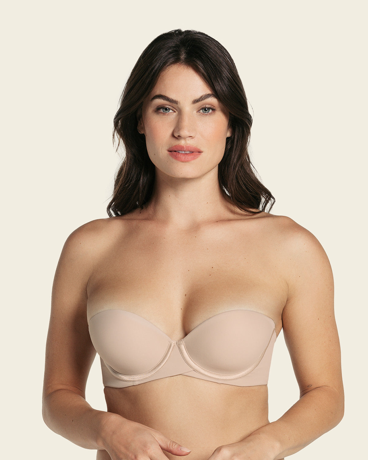 Memory Foam Push-Up Underwire Bustier Bra with Strappy Front