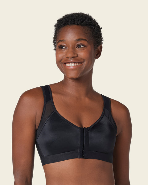 CORALIE Sport Bra for Women Wireless Back Posture Corrector Extra Support  Comfort Compression Workout (2XL, Black) at  Women's Clothing store