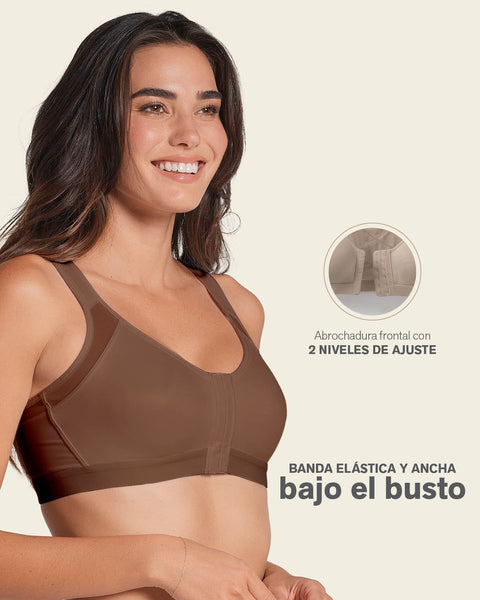 Unlined Wireless Posture Corrector Bra#color_875-dark-brown