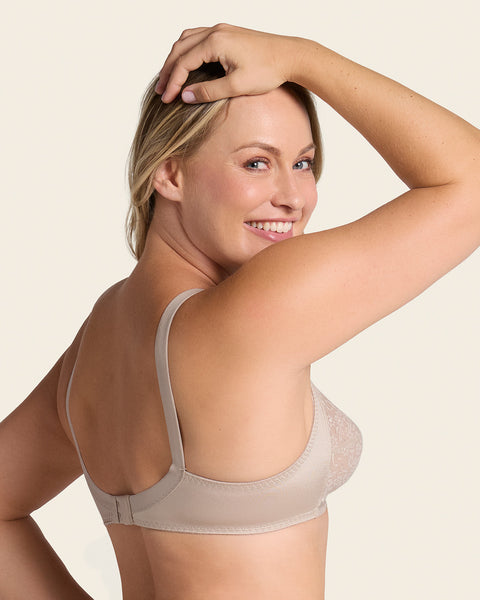 Extra coverage support wireless bra with lace cups#color_802-nude