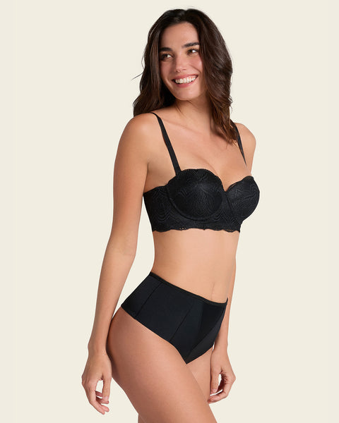 Convertible balconette lace push up bra#color_700-black