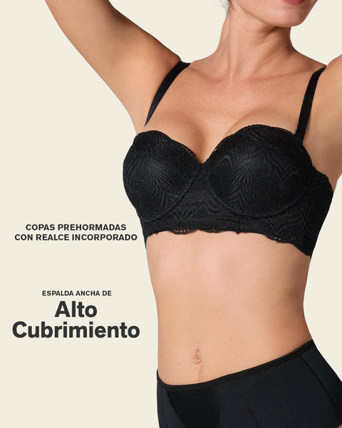 Convertible balconette lace push up bra#color_700-black