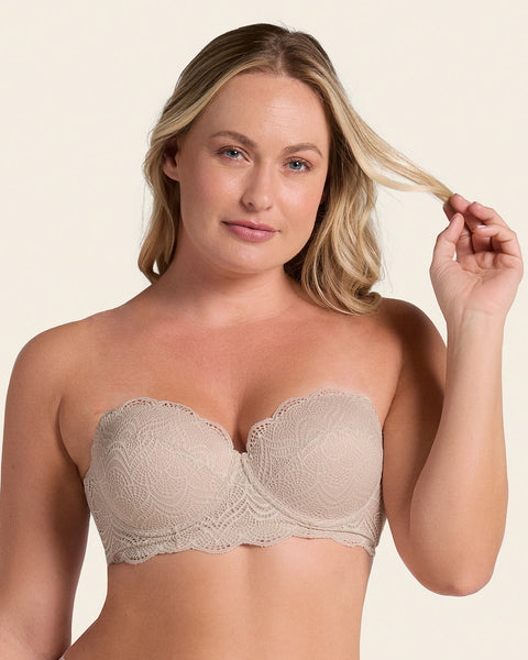 Convertible balconette lace push up bra#color_802-nude