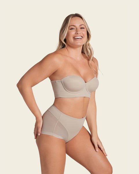 Medium coverage daily wear bra with contoured shaper panels