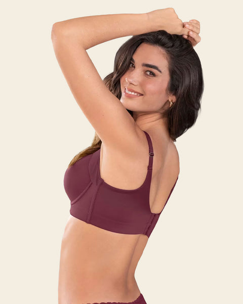 Back Smoothing Bra with Soft Full Coverage Cups#color_382-red-wine