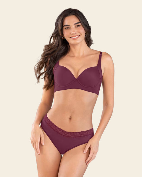 Back Smoothing Bra with Soft Full Coverage Cups#color_382-red-wine