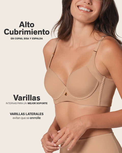 Back Smoothing Bra with Soft Full Coverage Cups#color_801-golden-beige