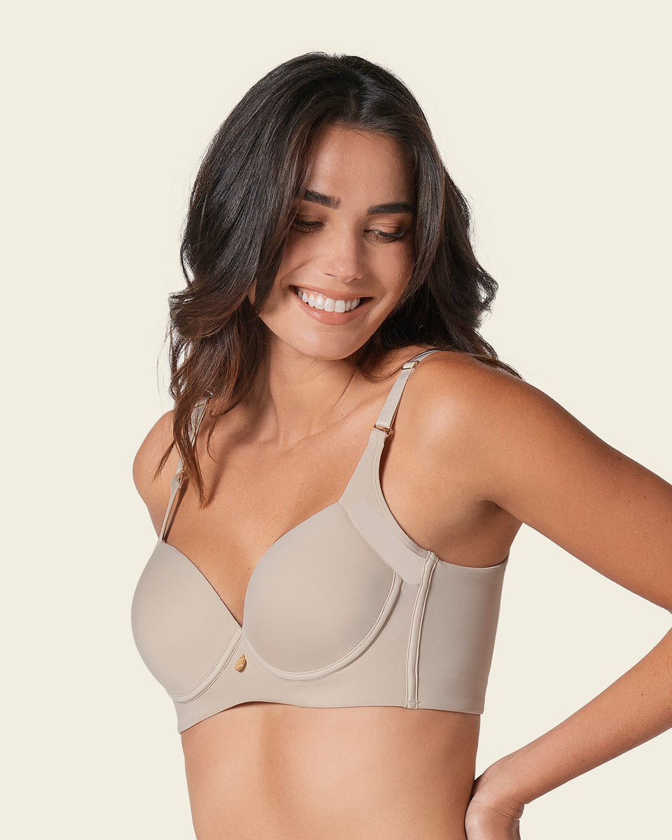 High profile back smoothing bra with soft full coverage cups