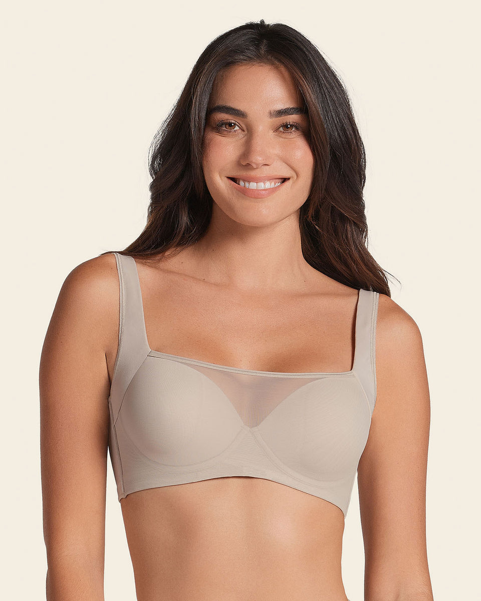 Mesh front contouring bra