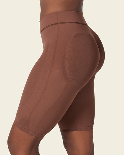 2023 Classical Simple Solid Brown Nylon High-Waist Butt-Lift Thin
