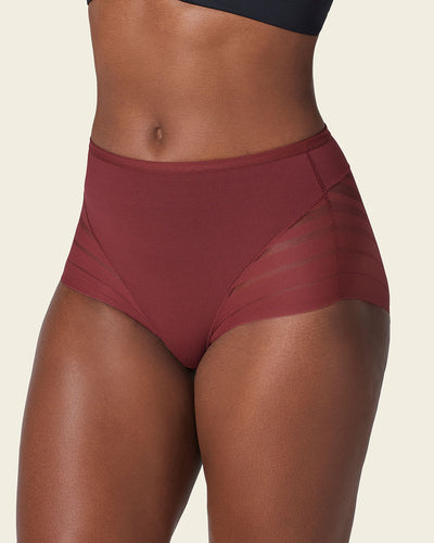 Lace stripe undetectable classic shaper panty#color_382-red-wine