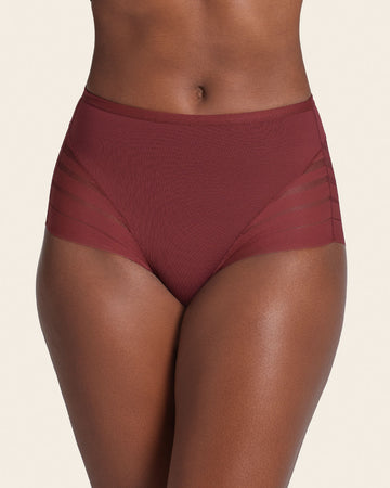 Lace stripe undetectable classic shaper panty#color_382-red-wine