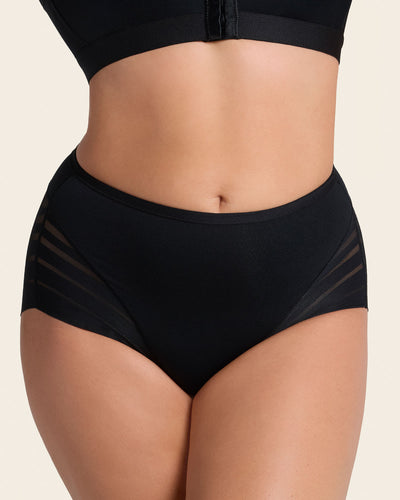 Lace stripe undetectable classic shaper panty#color_700-black