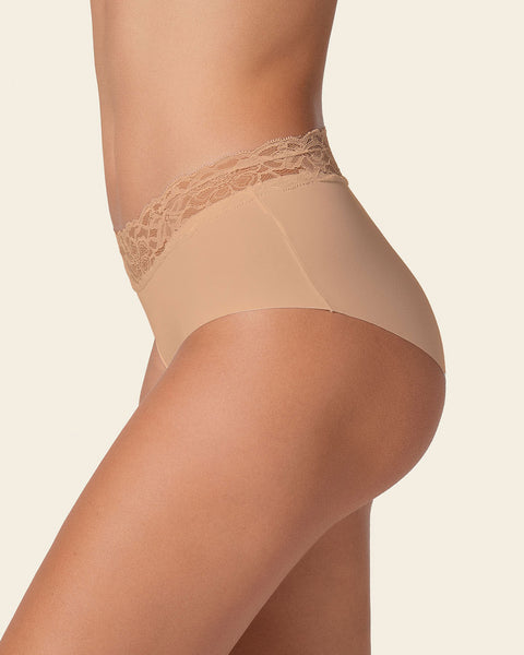 Lace Trim Hipster Thong Panty