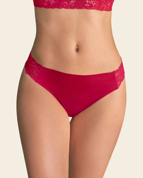 Lace Side Seamless Thong Panty#color_309-red