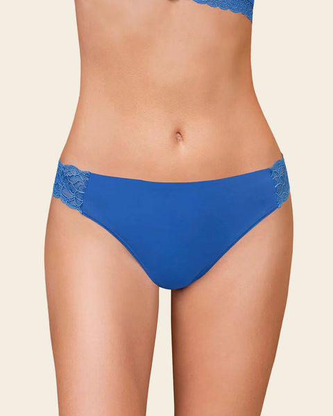 Lace Side Seamless Thong Panty#color_487-royal-blue