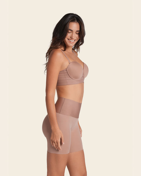 Stay-in-place seamless slip short#color_857-brown