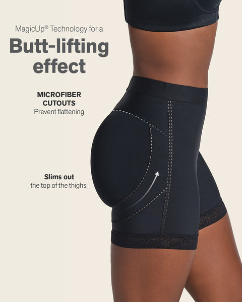 Mid-rise sculpting butt lifter shaper short#color_700-black