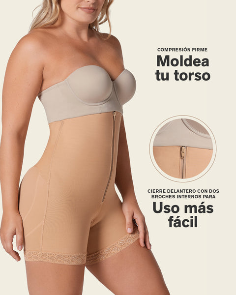 Firm tummy control shaper strapless short with butt lifter#color_880-natural-tan