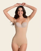 Plunge back classic sculpting body shaper#color_801-golden-beige