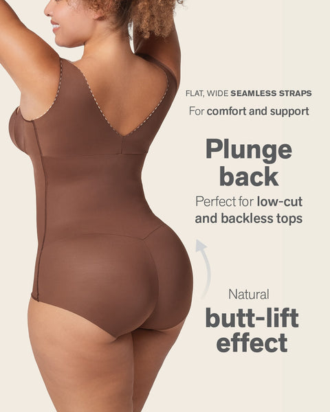 Plunge back classic sculpting body shaper#color_875-dark-brown