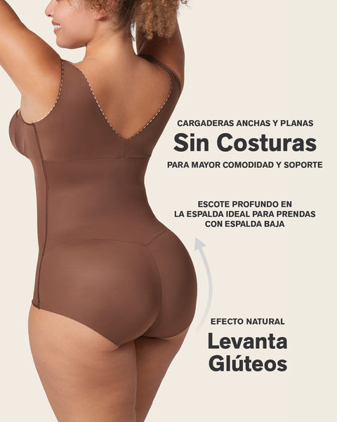 Plunge back classic sculpting body shaper#color_875-dark-brown