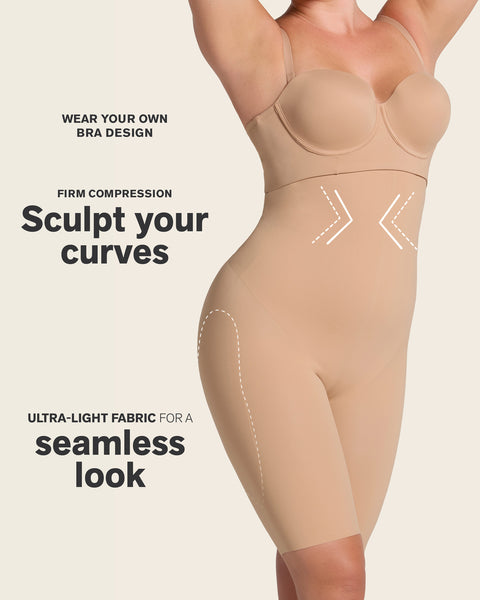 High-Tech Sculpting Full Coverage Short Body Shaper#color_801-golden-beige