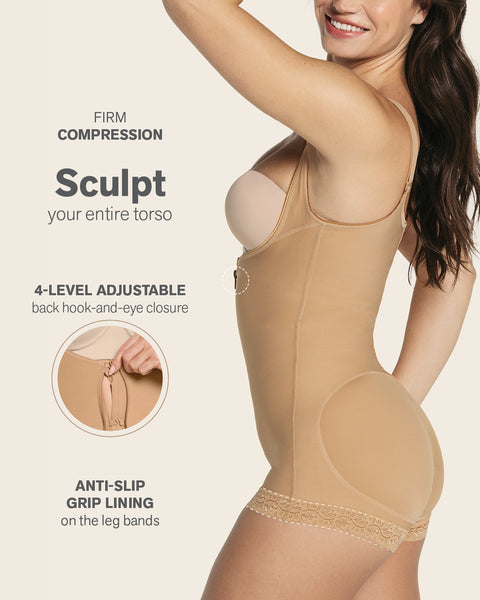 Body shaper with front hook-and-eye closure