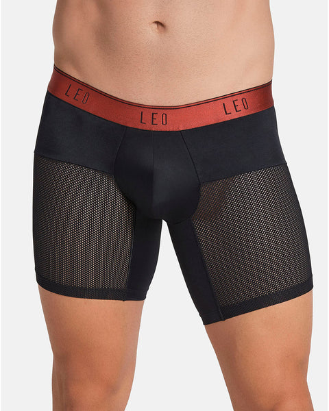 High-Tech Mesh Boxer Brief with Ergonomic Pouch#color_b15-black-with-red-elastic