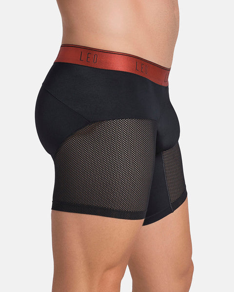 High-Tech Mesh Boxer Brief with Ergonomic Pouch#color_b15-black-with-red-elastic