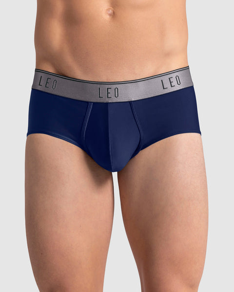 Microfiber Brief with Ergonomic Pouch#color_516-dark-blue-elastic-gray