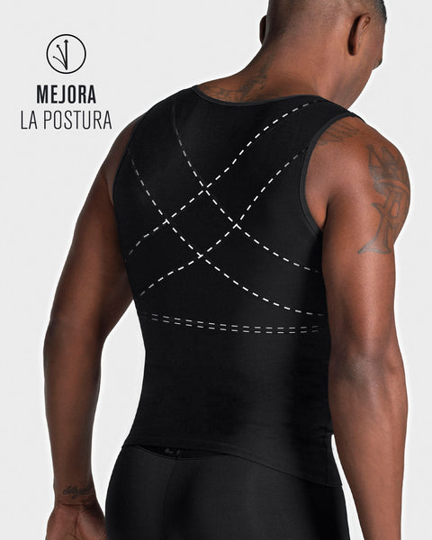 Men's firm compression post-surgical shaper vest#color_700-black