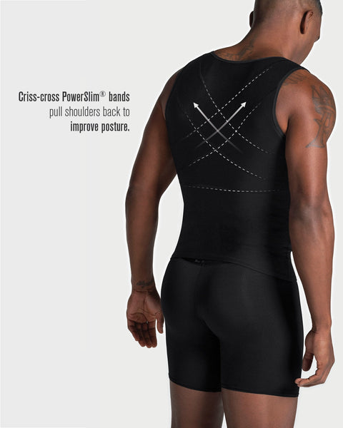 Men's firm compression post-surgical shaper vest#color_700-black