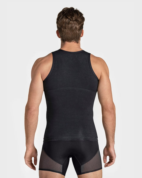 Stretch cotton moderate compression tank#color_700-black