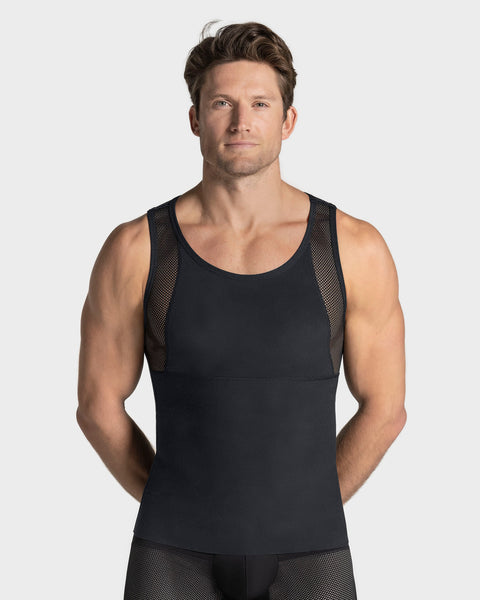 Stretch cotton moderate compression shaper tank#color_700-black