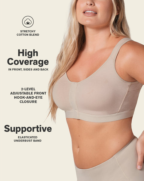 Stretch Cotton Wireless Posture Corrector Bra#color_650-dark-green