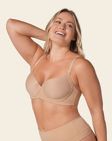 Comfort Choice Women's Plus Size Microfiber Wireless Lightly Padded T-Shirt  Bra - 46 D, Nude Beige at  Women's Clothing store
