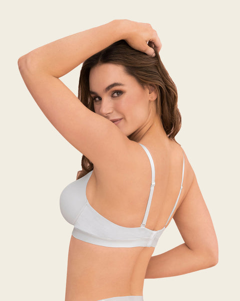 Plunge Wireless High Push-Up Bra with Front Cutout#color_000-white