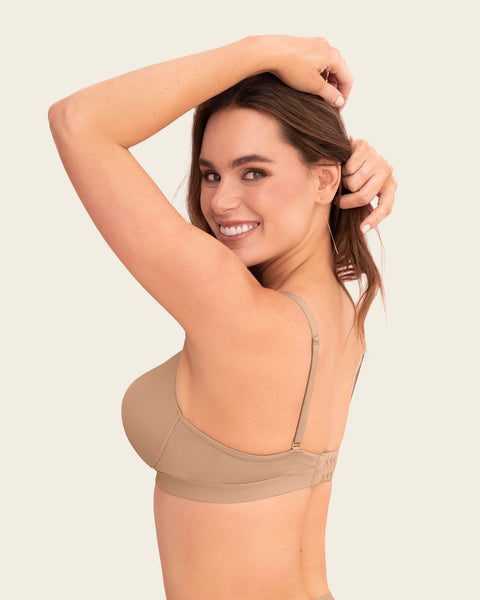 Plunge Wireless High Push-Up Bra with Front Cutout#color_801-golden-beige