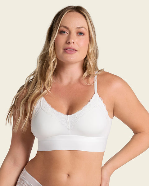 Lace Trim Soft Full Coverage Smoothing Wireless Daily Bra#color_253-ivory