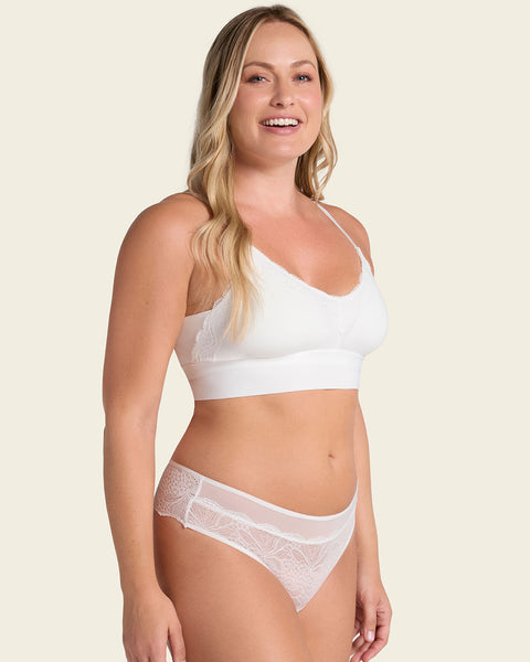 Lace Trim Soft Full Coverage Smoothing Wireless Daily Bra#color_253-ivory