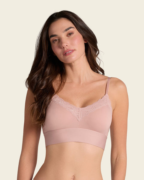 Lace Trim Soft Full Coverage Smoothing Wireless Daily Bra#color_811-dusty-rose