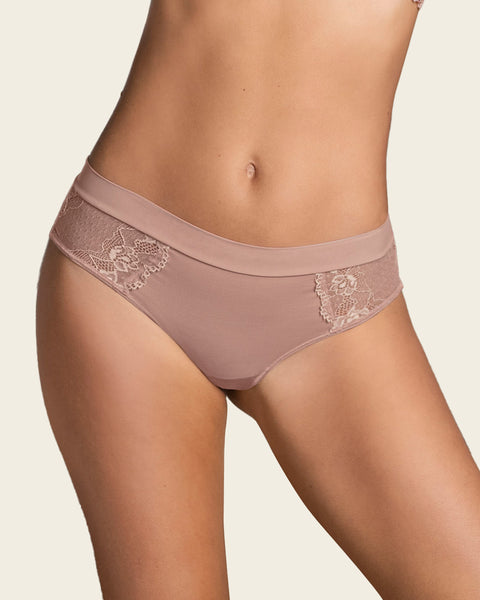 Cheeky Microfiber Panty with Lace Details