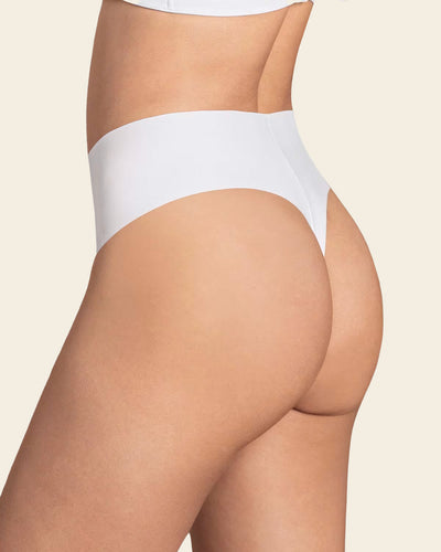 High-Waisted Invisible Microfiber Thong Panty#color_000-white