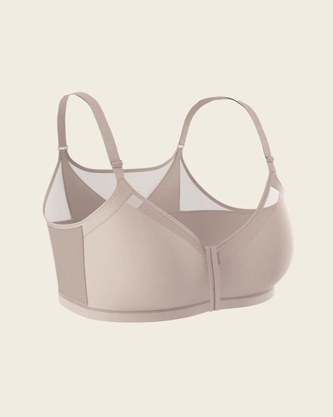 Collections Etc Full-Coverage Posture Support Wireless Lace Bra -  Ultra-comfortable, Front Closure, Lined Cups, Full Side Underarm Coverage