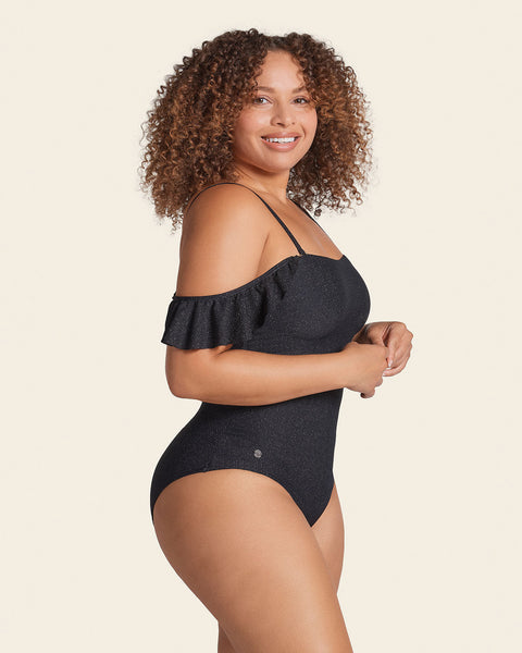 Strapless One-Piece Slimming Swimsuit with Ruffles