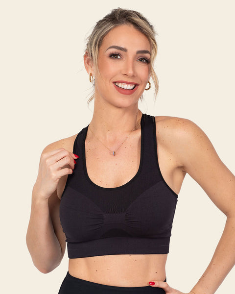 Buy Women's Zip Front Sports Bra Wireless Post-Surgery Bra Active Yoga  Sports Bras, 3 Pack(black+grey+navy Blue), X-Large at