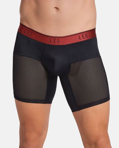 High-Tech Mesh Boxer Brief with Ergonomic Pouch#color_b15-black-with-red-elastic