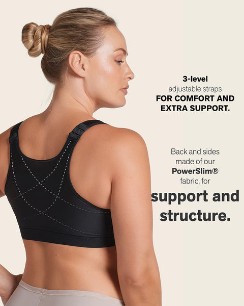 Stage 1 post-surgical wireless bra with front closure#color_700-black